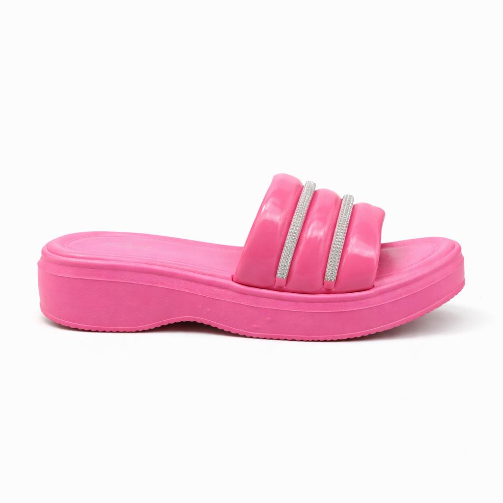 Women’s Cushioned Slides with Crystal Straps| Zee-256
