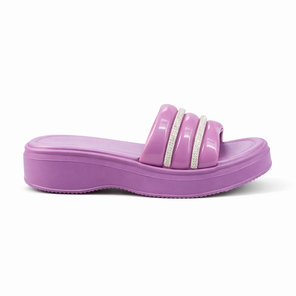 Women’s Cushioned Slides with Crystal Straps| Zee-256