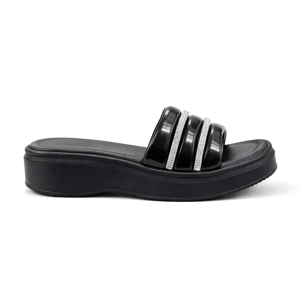 Women’s Cushioned Slides with Crystal Straps| Zee-256