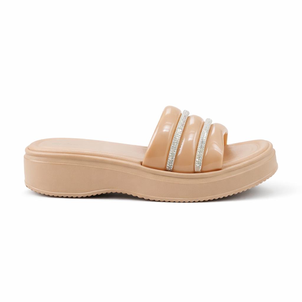 Women’s Cushioned Slides with Crystal Straps| Zee-256